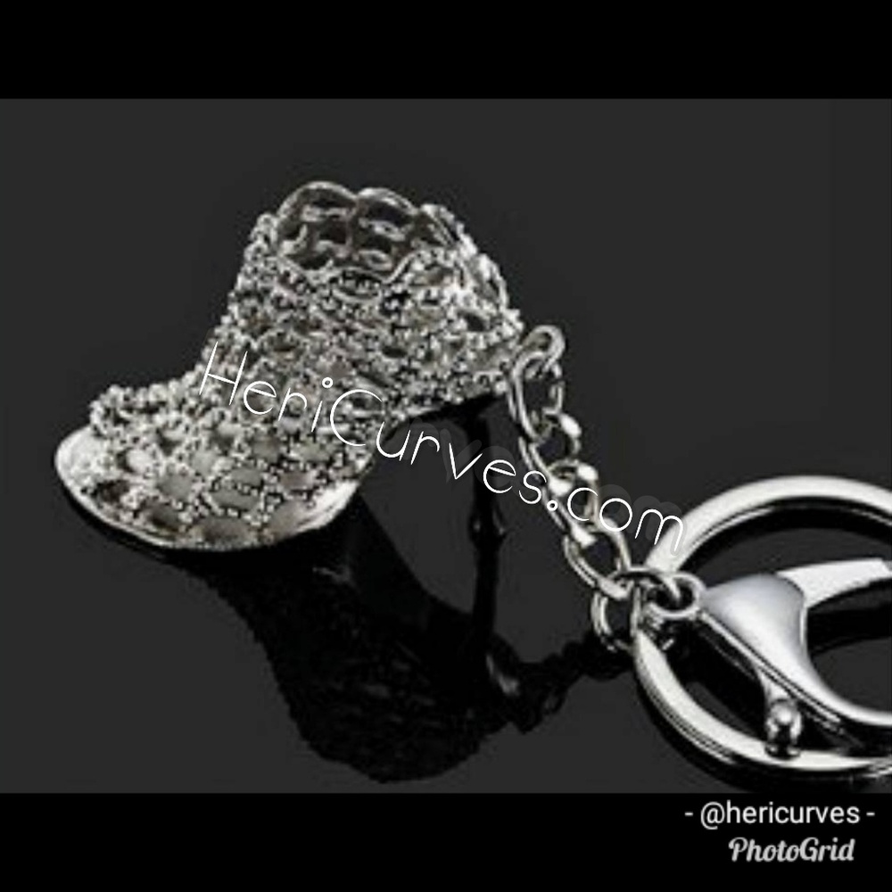 Silver High Heeles Bootie Key Chain